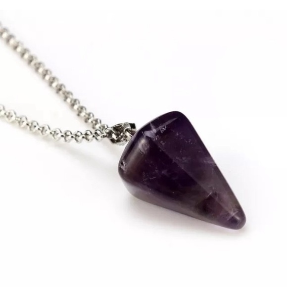 Natural Amethyst & silver toned alloy necklace - Picture 2 of 7